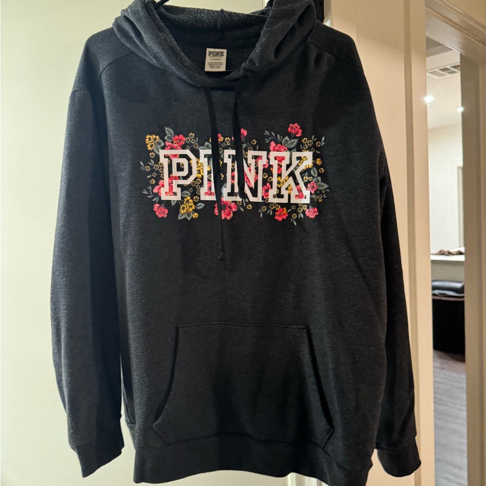 PINK Victoria's Secret Black Floral Hoodie